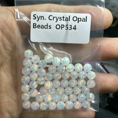 3,0 mm – 8 mm runde Opalperlen mit Vollloch-Edelsteinen, 78 Farben, synthetische Steine zur Schmuckherstellung – OP534 – 6 mm, 20 Stück von QPFNEI