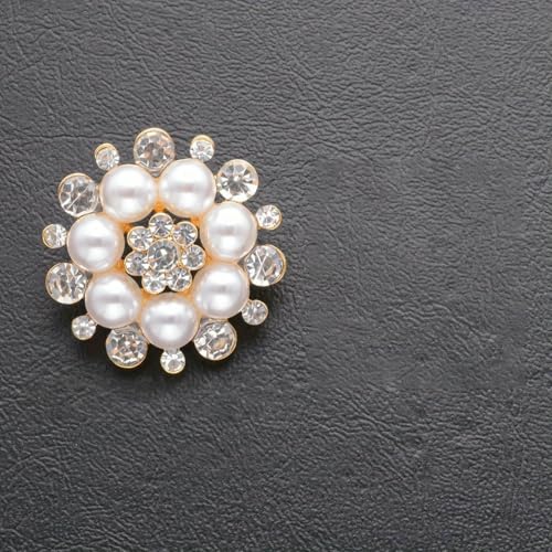 3/6 Stück 18/26/30 mm Luxus-Strassperlen-Sonnenblumenknöpfe für Hemden, Pullover, Mäntel, dekorative Mode, DIY, Nähen, Metallknöpfe, 2,6 cm, Gold, 6 Stück von QPFNEI