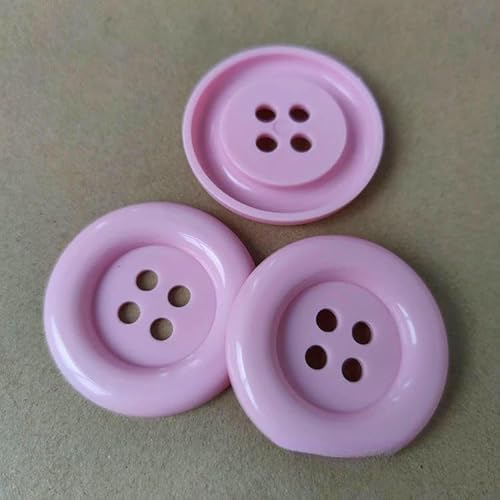 3–10 Stück supergroße weiße Knöpfe, 5/6,5/7 cm, toller Kreisrand, 4 Löcher, Nylon, große Knöpfe, DIY-Dekor, Kleidung, Nähzubehör, 50 mm, rosa, 8 Stück von QPFNEI