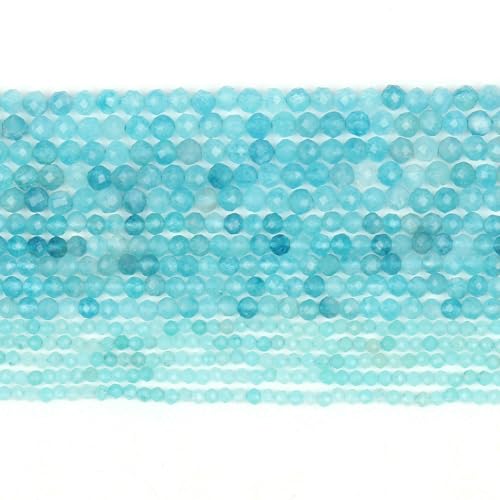 3 4,0 mm natürliche facettierte Citrin-Opal-Jade-Onyx-Edelsteinperlen, runde Mineralperlen zur Schmuckherstellung, DIY-Armbandzubehör – Blauer Chalcedon – 2 mm (ca. 170 Stück) von QPFNEI