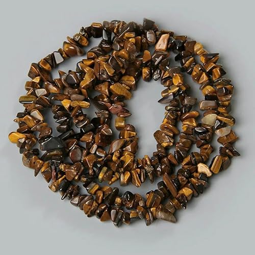 3–5 mm Naturstein, unregelmäßige Form, Freiform-Chip-Perle, Tigerauge, Amethyste, Achate, Lapislazuli, für die Schmuckherstellung, DIY-Armband, Halskette, 22, Tigerauge, 38,1 cm von QPFNEI