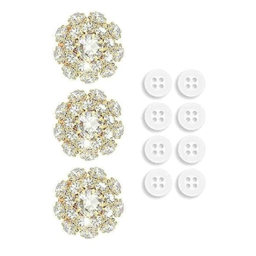 3 Stück Strass-Knopfabdeckungen mit 8 Stück Nähknöpfen, Kristallknöpfe, zum Anklipsen, Knopfschmuck, Damen, zum Nähen, DIY, Basteln, Dekorieren, Gold 3 Stück Strass-Knopfabdeckungen mit 8 Stück Nähknöpfen, Kristallknöpfe, zum Anklipsen, Knopfschmuck, Damen, zum Nähen, DIY, Basteln, Dekorieren, Gold von QPFNEI