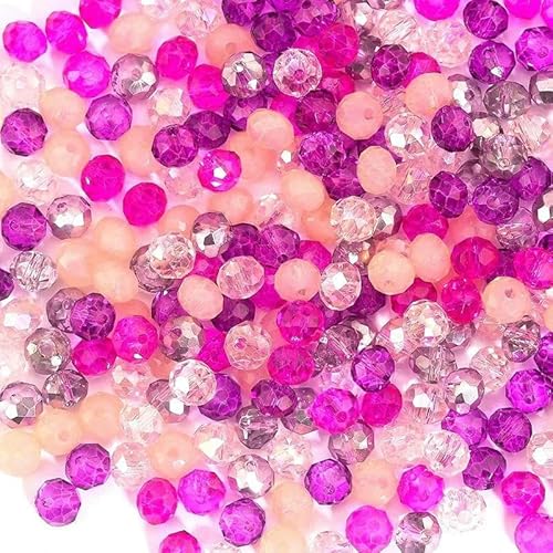 3 x 4,0 mm, 4 x 6 mm, facettierte Glasperlen, lose Abstandshalter, runde Kristallperlen zur Schmuckherstellung, DIY-Halsketten, Armbandzubehör, 1–4 x 6 mm, 100 Stück von QPFNEI
