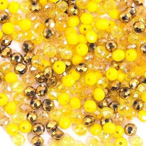 3 x 4,0 mm, 4 x 6 mm, facettierte Glasperlen, lose Abstandshalter, runde Kristallperlen zur Schmuckherstellung, DIY-Halsketten, Armbandzubehör, 2–4 x 6 mm, 100 Stück von QPFNEI