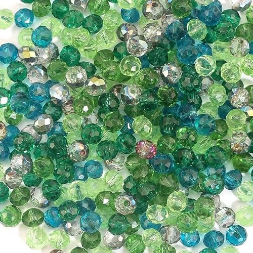 3 x 4,0 mm, 4 x 6 mm, facettierte Glasperlen, lose Abstandshalter, runde Kristallperlen zur Schmuckherstellung, DIY-Halsketten, Armbandzubehör, 4–4 x 6 mm, 100 Stück von QPFNEI