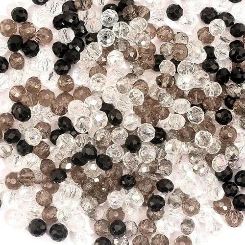 3 x 4,0 mm, 4 x 6 mm, facettierte Glasperlen, lose Abstandshalter, runde Kristallperlen zur Schmuckherstellung, DIY-Halsketten, Armbandzubehör, 8-4 x 6 mm, 100 Stück von QPFNEI