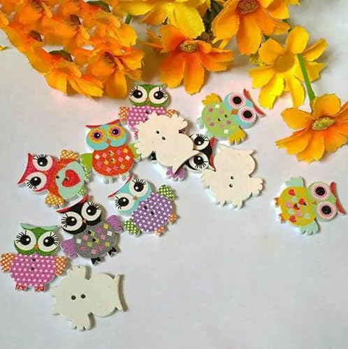30/50 Stück/Paket, Großhandel, Cartoon-Holzknöpfe mit flacher Rückseite, zum Basteln, Scrapbooking, Nähen, Basteln, L-1-Stil 2, 50 Stück von QPFNEI