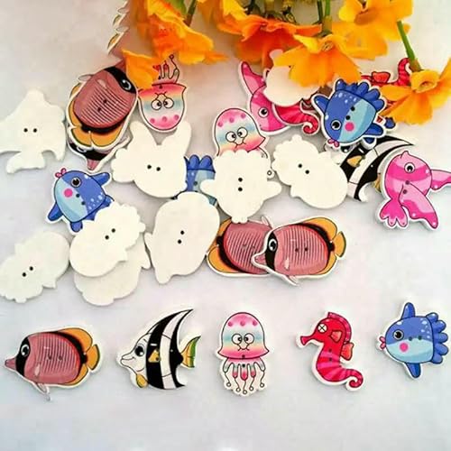 30/50 Stück/Paket, Großhandel, Cartoon-Holzknöpfe mit flacher Rückseite, zum Basteln, Scrapbooking, Nähen, Basteln, L-1-Stil 5, 40 Stück von QPFNEI