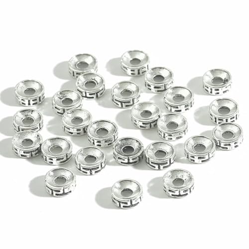 30–200 Stück Blumen-versilberte lose Röhrenperlen, Abstandsperlen zur Schmuckherstellung, Röhrenanhänger, DIY-Armband, Halskettenzubehör, 10–50 Stück von QPFNEI