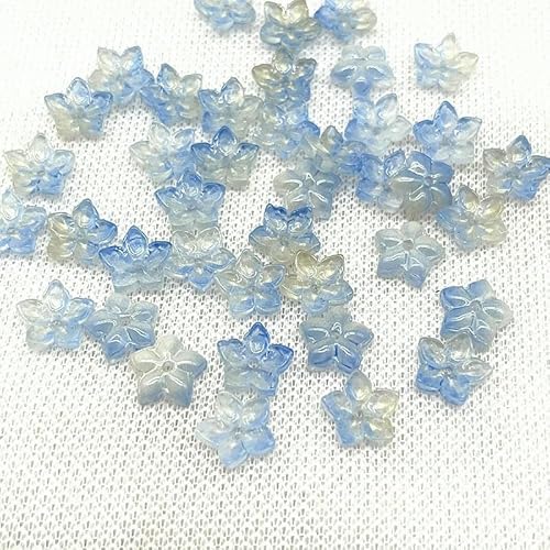 30 Stück 12 mm scharfe Ecken, fünfblättrige Blume, Lampwork-Perlen, Kappen, Glas-Abstandshalterperlen für Schmuckherstellung, DIY-Zubehör, Haarnadel-02 von QPFNEI