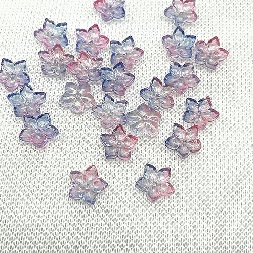 30 Stück 12 mm scharfe Ecken, fünfblättrige Blume, Lampwork-Perlen, Kappen, Glas-Abstandshalterperlen für Schmuckherstellung, DIY-Zubehör, Haarnadel-03 von QPFNEI
