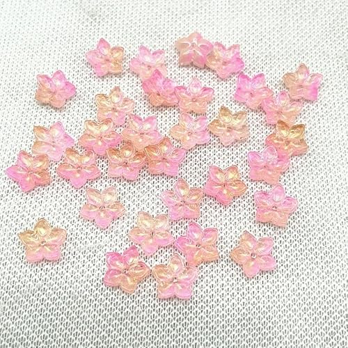 30 Stück 12 mm scharfe Ecken, fünfblättrige Blume, Lampwork-Perlen, Kappen, Glas-Abstandshalterperlen für Schmuckherstellung, DIY-Zubehör, Haarnadel-06 von QPFNEI
