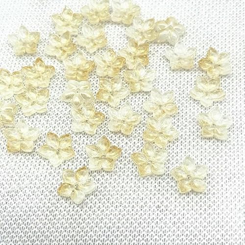 30 Stück 12 mm scharfe Ecken, fünfblättrige Blume, Lampwork-Perlen, Kappen, Glas-Abstandshalterperlen für Schmuckherstellung, DIY-Zubehör, Haarnadel-07 von QPFNEI