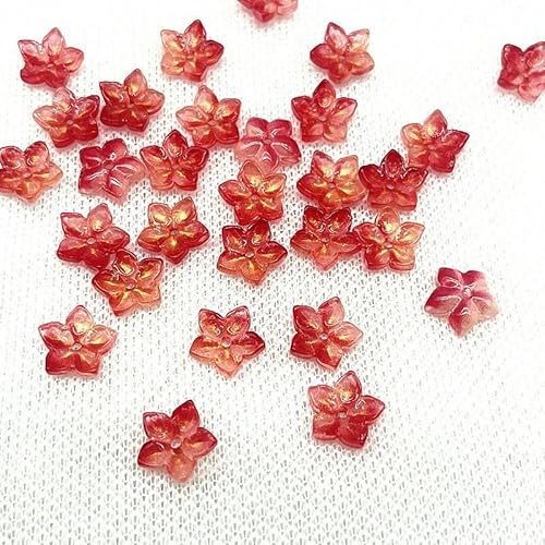30 Stück 12 mm scharfe Ecken, fünfblättrige Blume, Lampwork-Perlen, Kappen, Glas-Abstandshalterperlen für Schmuckherstellung, DIY-Zubehör, Haarnadel-09 von QPFNEI