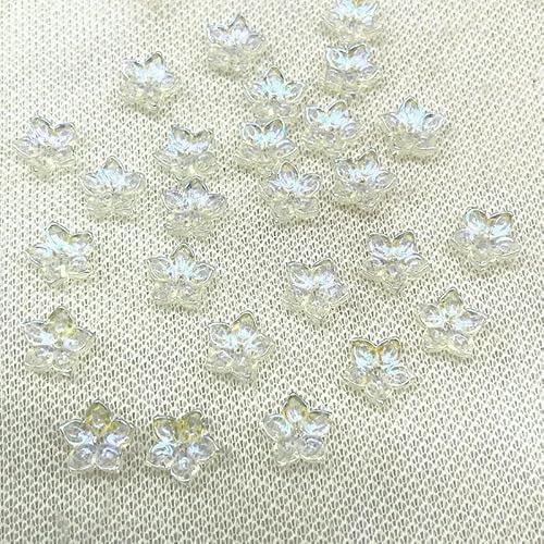 30 Stück 12 mm scharfe Ecken, fünfblättrige Blume, Lampwork-Perlen, Kappen, Glas-Abstandshalterperlen für Schmuckherstellung, DIY-Zubehör, Haarnadel-11 von QPFNEI