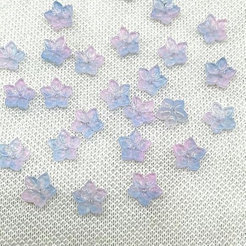 30 Stück 12 mm scharfe Ecken, fünfblättrige Blume, Lampwork-Perlen, Kappen, Glas-Abstandshalterperlen für Schmuckherstellung, DIY-Zubehör, Haarnadel-23 von QPFNEI