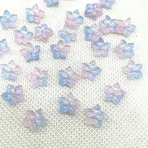 30 Stück 12 mm scharfe Ecken, fünfblättrige Blume, Lampwork-Perlen, Kappen, Glas-Abstandshalterperlen für die Schmuckherstellung, DIY-Zubehör, Haarnadel-14 von QPFNEI