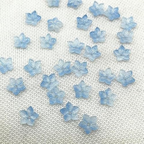 30 Stück 12 mm scharfe Ecken, fünfblättrige Blume, Lampwork-Perlen, Kappen, Glas-Abstandshalterperlen für die Schmuckherstellung, DIY-Zubehör, Haarnadel-26 von QPFNEI