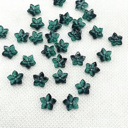 30 Stück 12 mm scharfe Ecken, fünfblättrige Blume, Lampwork-Perlen, Kappen, Glas-Abstandshalterperlen für die Schmuckherstellung, DIY-Zubehör, Haarnadel-27 von QPFNEI