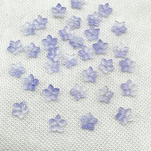 30 Stück 12 mm scharfe Ecken, fünfblättrige Blume, Lampwork-Perlen, Kappen, Glas-Abstandshalterperlen für die Schmuckherstellung, DIY-Zubehör, Haarnadel-28 von QPFNEI