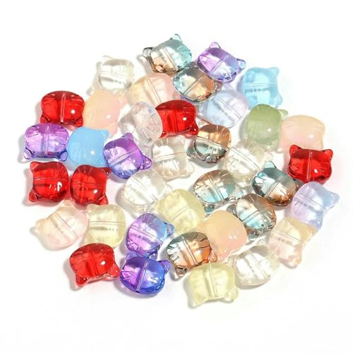 30 Stück Glasperlen mit Katzenkopf und Loch, Perlen, Farbe, süße Lampwork-Perlen für Kleidungsdekoration, Herstellung von DIY-Zubehör, gemischt, 12 x 14,0 mm 30 Stück Glasperlen mit Katzenkopf und Loch, Perlen, Farbe, süße Lampwork-Perlen für Kleidungsdekoration, Herstellung von DIY-Zubehör, gemischt, 12 x 14,0 mm von QPFNEI
