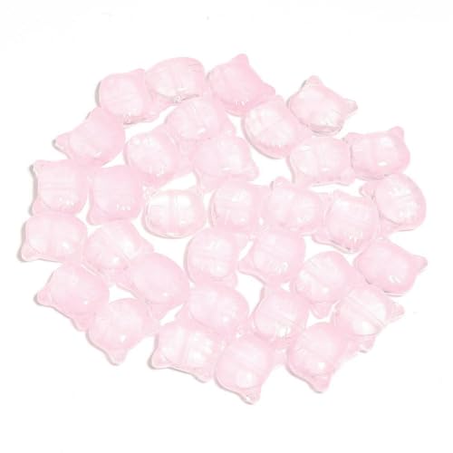 30 Stück Glasperlen mit Katzenkopf und Loch, Perlenfarbe, süße Lampwork-Perlen für Kleidungsdekoration, Herstellung von DIY-Zubehör, Rosa, 12 x 14,0 mm von QPFNEI