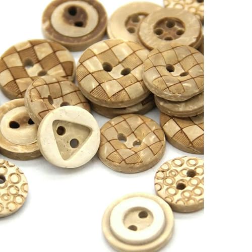 30 Stück gemischte Blumen geschnitzte Holzknöpfe für Kleidung, Kinder, Scrapbooking, Hemd, handgefertigt, DIY, Nähzubehör, Großhandelsform-Set, 11–15 mm, 30 Stück von QPFNEI