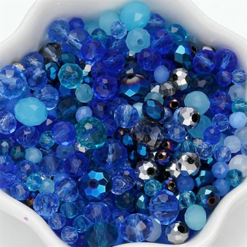 300 Stück 4–8 mm gemischte runde facettierte Glasperlen, Abstandshalter, lose Perlen für Armbänder, Halsketten, Handyketten, DIY-Schmuckherstellung, Zubehör, Blau 300 Stück 4–8 mm gemischte runde facettierte Glasperlen, Abstandshalter, lose Perlen für Armbänder, Halsketten, Handyketten, DIY-Schmuckherstellung, Zubehör, Blau von QPFNEI