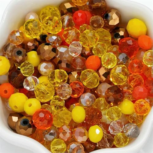 300 Stück 4–8 mm gemischte runde facettierte Glasperlen, Abstandshalter, lose Perlen für Armbänder, Halsketten, Handyketten, DIY-Schmuckherstellung, Zubehör, Gelb 300 Stück 4–8 mm gemischte runde facettierte Glasperlen, Abstandshalter, lose Perlen für Armbänder, Halsketten, Handyketten, DIY-Schmuckherstellung, Zubehör, Gelb von QPFNEI