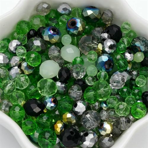 300 Stück 4–8 mm gemischte runde facettierte Glasperlen, Abstandshalter, lose Perlen für Armbänder, Halsketten, Handyketten, DIY-Schmuckherstellung, Zubehör, Grün 300 Stück 4–8 mm gemischte runde facettierte Glasperlen, Abstandshalter, lose Perlen für Armbänder, Halsketten, Handyketten, DIY-Schmuckherstellung, Zubehör, Grün von QPFNEI