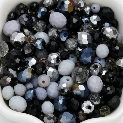 300 Stück 4–8 mm gemischte runde facettierte Glasperlen, Abstandshalter, lose Perlen für Armbänder, Halsketten, Handyketten, DIY-Schmuckherstellung, Zubehör, Schwarz 300 Stück 4–8 mm gemischte runde facettierte Glasperlen, Abstandshalter, lose Perlen für Armbänder, Halsketten, Handyketten, DIY-Schmuckherstellung, Zubehör, Schwarz von QPFNEI