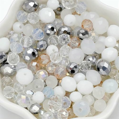 300 Stück 4–8 mm gemischte runde facettierte Glasperlen, Abstandshalter, lose Perlen für Armbänder, Halsketten, Handyketten, DIY-Schmuckherstellung, Zubehör, Weiß 300 Stück 4–8 mm gemischte runde facettierte Glasperlen, Abstandshalter, lose Perlen für Armbänder, Halsketten, Handyketten, DIY-Schmuckherstellung, Zubehör, Weiß von QPFNEI