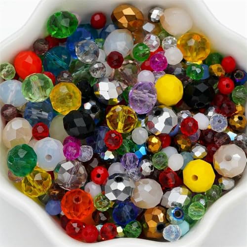 300 Stück 4–8 mm gemischte runde facettierte Glasperlen, Abstandshalter, lose Perlen für Armbänder, Halsketten, Handyketten, DIY-Schmuckherstellung, Zubehör, bunt 300 Stück 4–8 mm gemischte runde facettierte Glasperlen, Abstandshalter, lose Perlen für Armbänder, Halsketten, Handyketten, DIY-Schmuckherstellung, Zubehör, bunt von QPFNEI