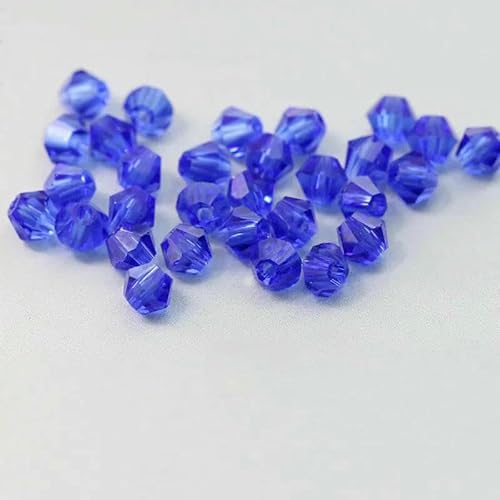 4,0 mm glänzende Kristallperlen, Doppelkegelperlen, Glasperlen, lose Abstandsperlen für Armbänder, DIY-Schmuckherstellung, 200 Stück, blau, 4,0 mm von QPFNEI