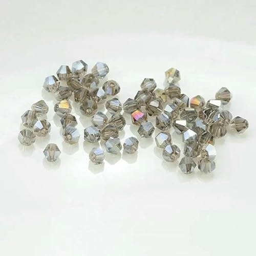 4,0 mm glänzende Kristallperlen, Doppelkegelperlen, Glasperlen, lose Abstandsperlen für Armbänder, DIY-Schmuckherstellung, 200 Stück, grau ab, 4,0 mm von QPFNEI