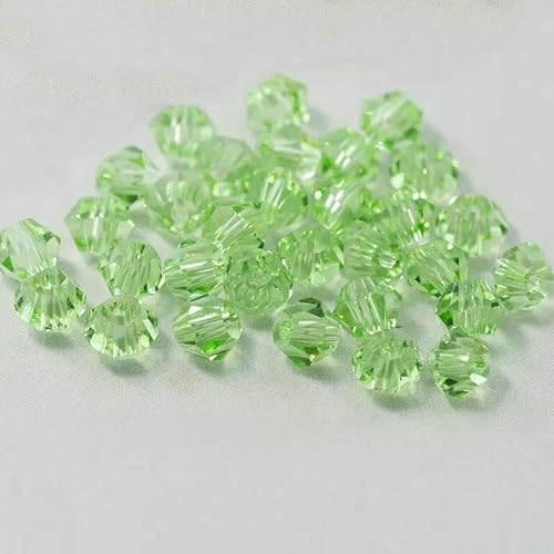 4,0 mm glänzende Kristallperlen, Doppelkegelperlen, Glasperlen, lose Abstandsperlen für Armbänder, DIY-Schmuckherstellung, 200 Stück, hellgrün, 4,0 mm von QPFNEI