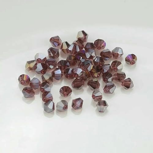 4,0 mm glänzende Kristallperlen, Doppelkegelperlen, Glasperlen, lose Abstandsperlen für Armbänder, DIY-Schmuckherstellung, 200 Stück, lila ab, 4,0 mm von QPFNEI