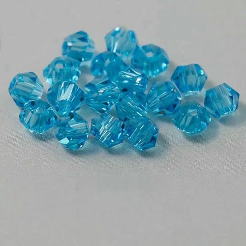 4,0 mm glänzende Kristallperlen, Doppelkegelperlen, lose Abstandsperlen aus Glas für Armbänder, DIY-Schmuckherstellung, 200 Stück, Aquamarin, 4,0 mm von QPFNEI