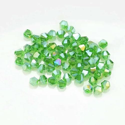 4,0 mm glänzende Kristallperlen, Doppelkegelperlen, lose Abstandsperlen aus Glas für Armbänder, DIY-Schmuckherstellung, 200 Stück, grün ab-4,0 mm von QPFNEI