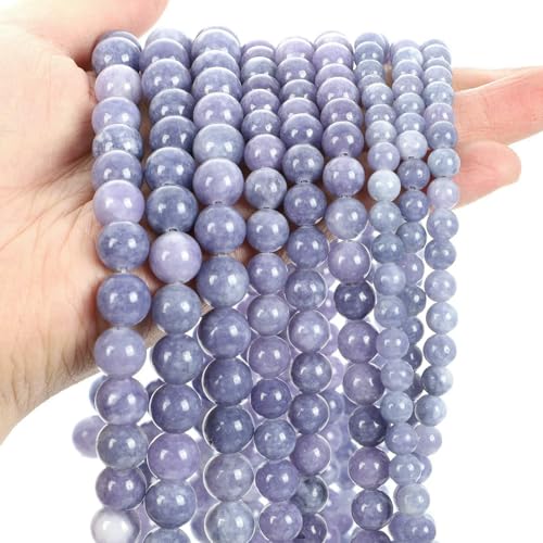 4/6/8/10 mm Natursteinperlen, Lava, Tigerauge, Amazonit, Türkis, Perlen zur Schmuckherstellung, DIY, Jaspis, Achat, Armbandzubehör, Lavendel, 4,0 mm, 90–92 Stück von QPFNEI