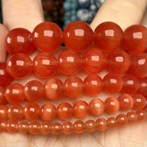 4/6/8/10 mm natürliche Katzenaugen-Steinperlen, runde lose Perlen für die Schmuckherstellung, DIY-Handwerk, Armband, Halskette, handgefertigtes Zubehör, Rot, 10 mm, ca. 37 Stück 4/6/8/10 mm natürliche Katzenaugen-Steinperlen, runde lose Perlen für die Schmuckherstellung, DIY-Handwerk, Armband, Halskette, handgefertigtes Zubehör, Rot, 10 mm, ca. 37 Stück von QPFNEI