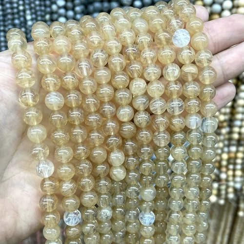 4–10 mm natürliche runde Tigerauge-Amazonit-Achat-Rosenquarz-Angelit-Lavasteinperlen zur Schmuckherstellung, DIY-Armbandzubehör, Tee-Wassermelone, 10 mm, 35 Stück Perlen von QPFNEI