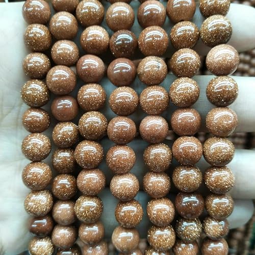 4–10 mm natürliche runde Tigerauge-Amazonit-Achat-Rosenquarz-Angelit-Lavasteinperlen zur Schmuckherstellung, DIY-Armbandzubehör, goldener Sandstein, 6 mm, 60 Stück Perlen von QPFNEI