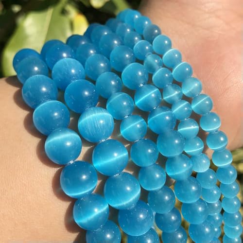 4–12 mm bunte natürliche Katzenaugen-Steinperlen für Armbänder, lose Perlen, DIY-Schmuckherstellung, Charms, Halsketten, Zubehör, Seeblau, 10 mm, ca. 37 Stück 4–12 mm bunte natürliche Katzenaugen-Steinperlen für Armbänder, lose Perlen, DIY-Schmuckherstellung, Charms, Halsketten, Zubehör, Seeblau, 10 mm, ca. 37 Stück von QPFNEI