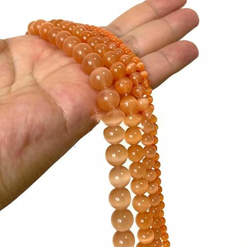 4 6 8 10 12 mm AAA bunte Katzenaugen-Glasperlen, lose, runde Abstandsperlen zur Schmuckherstellung, DIY-Armband, Ohrringe, Zubehör, Orange, 6 mm, ca. 63 Stück von QPFNEI