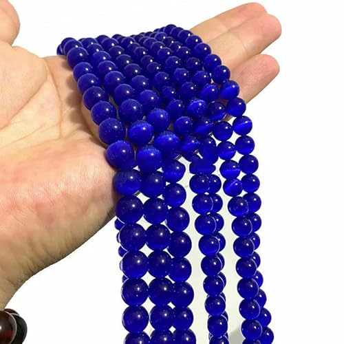 4 6 8 10 12 mm AAA bunte Katzenaugen-Glasperlen, lose, runde Abstandsperlen zur Schmuckherstellung, DIY-Armband, Ohrringe, Zubehör – Dunkelblau – 8 mm, ca. 45 Stück von QPFNEI