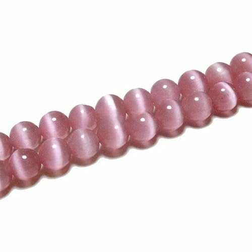 4 6 8 10 12 mm AAA bunte Katzenaugen-Glasperlen, lose, runde Abstandsperlen zur Schmuckherstellung, DIY-Armband, Ohrringe, Zubehör – Dunkelrosa – 8 mm, ca. 45 Stück von QPFNEI