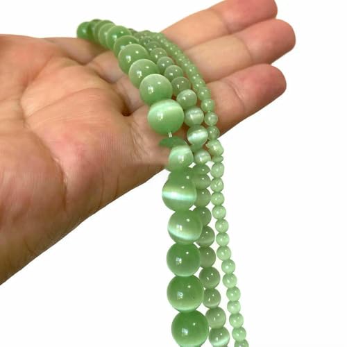 4 6 8 10 12 mm AAA bunte Katzenaugen-Glasperlen, lose, runde Abstandsperlen zur Schmuckherstellung, DIY-Armband, Ohrringe, Zubehör – Hellgrün – 12 mm, ca. 30 Stück von QPFNEI