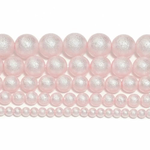 4 6 8 10 12 mm matte Kunstperlen-Muschel, modische runde lose Glasperlen zum Basteln von Schmuck, DIY-Armbandzubehör, Pink, 10 mm, ca. 35 Stück von QPFNEI