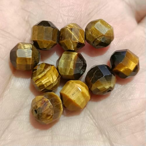 45 Arten Tigerauge Steinperle Naturgelb Cabochon Rund Facettiert Quadrat Lose Perlen Passend für Modeschmuckherstellung Handarbeit-Nr. 13 10mm von QPFNEI